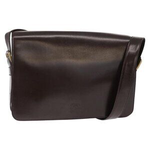 Authentic LOEWE Anagram Shoulder Bag Leather Brown Gold